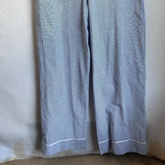 Lauren James jumpsuit Women's S Farrah Halter Neck blue seersucker flare NWT - Picture 2 of 6